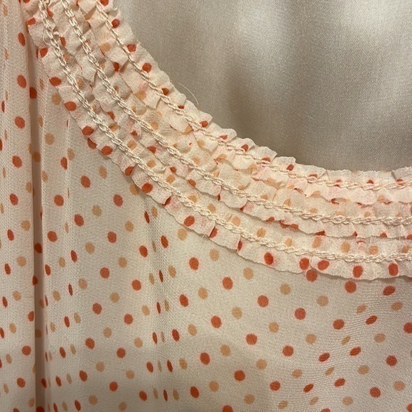 STUDIO M Max Studio Peach Pink Polka Dot Tank‎ Dress Lined Textured Size Large - Picture 4 of 6